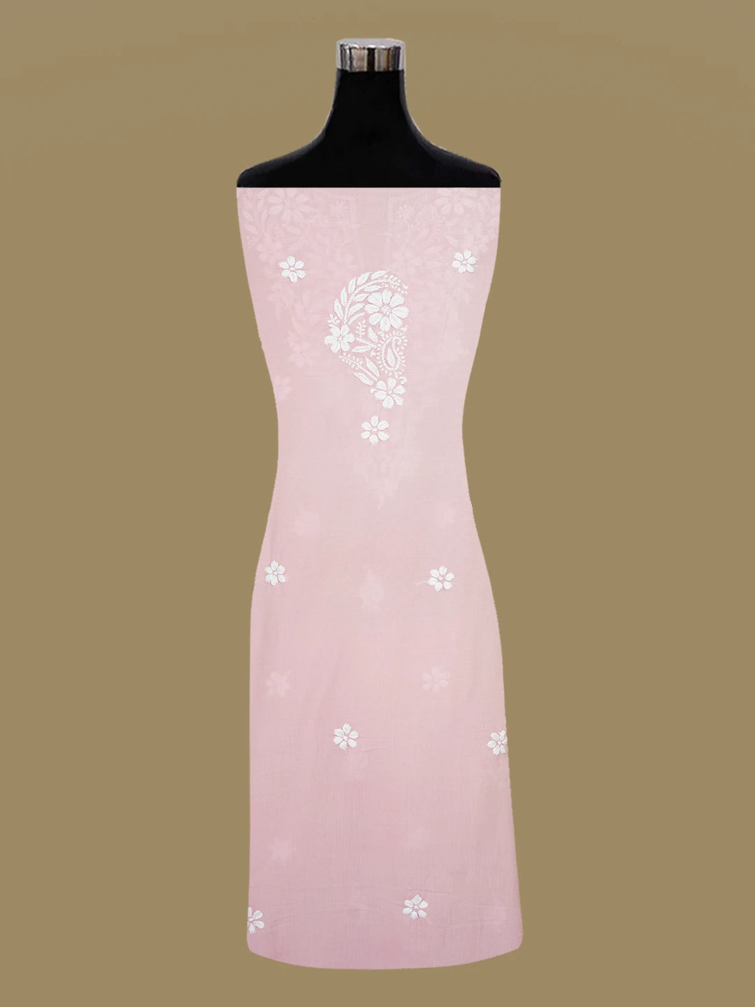 Ada Hand Embroidered Candlelight Peach Modal Lucknowi Chikankari Unstitched Kurta Piece 01A638725