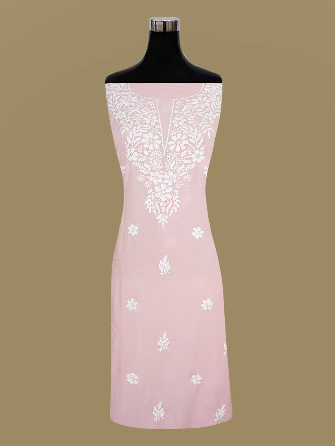 Ada Hand Embroidered Candlelight Peach Modal Lucknowi Chikankari Unstitched Kurta Piece 01A638725