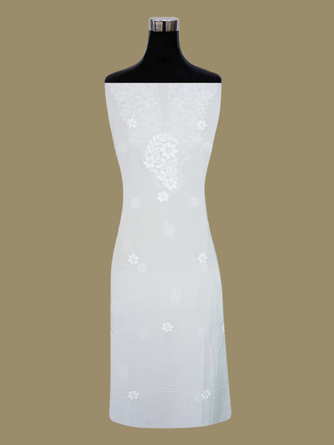 Ada Hand Embroidered Light Grey Modal Lucknowi Chikankari Unstitched Kurta Piece 01A638734