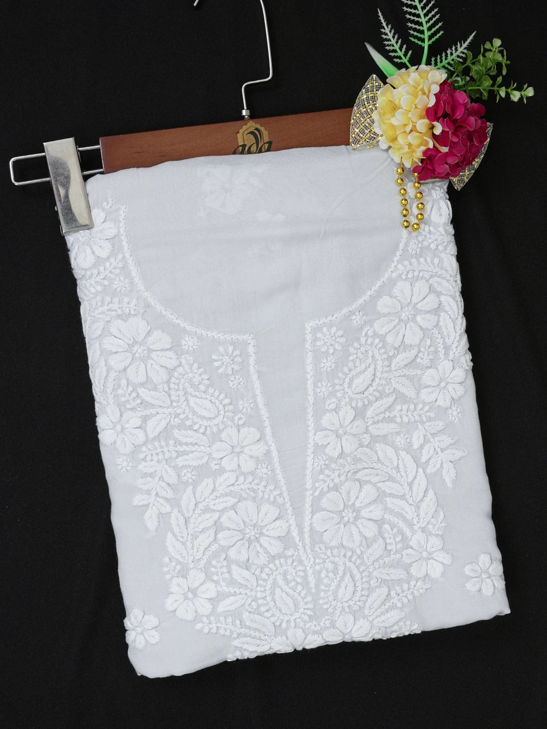 Ada Hand Embroidered Light Grey Modal Lucknowi Chikankari Unstitched Kurta Piece 01A638734