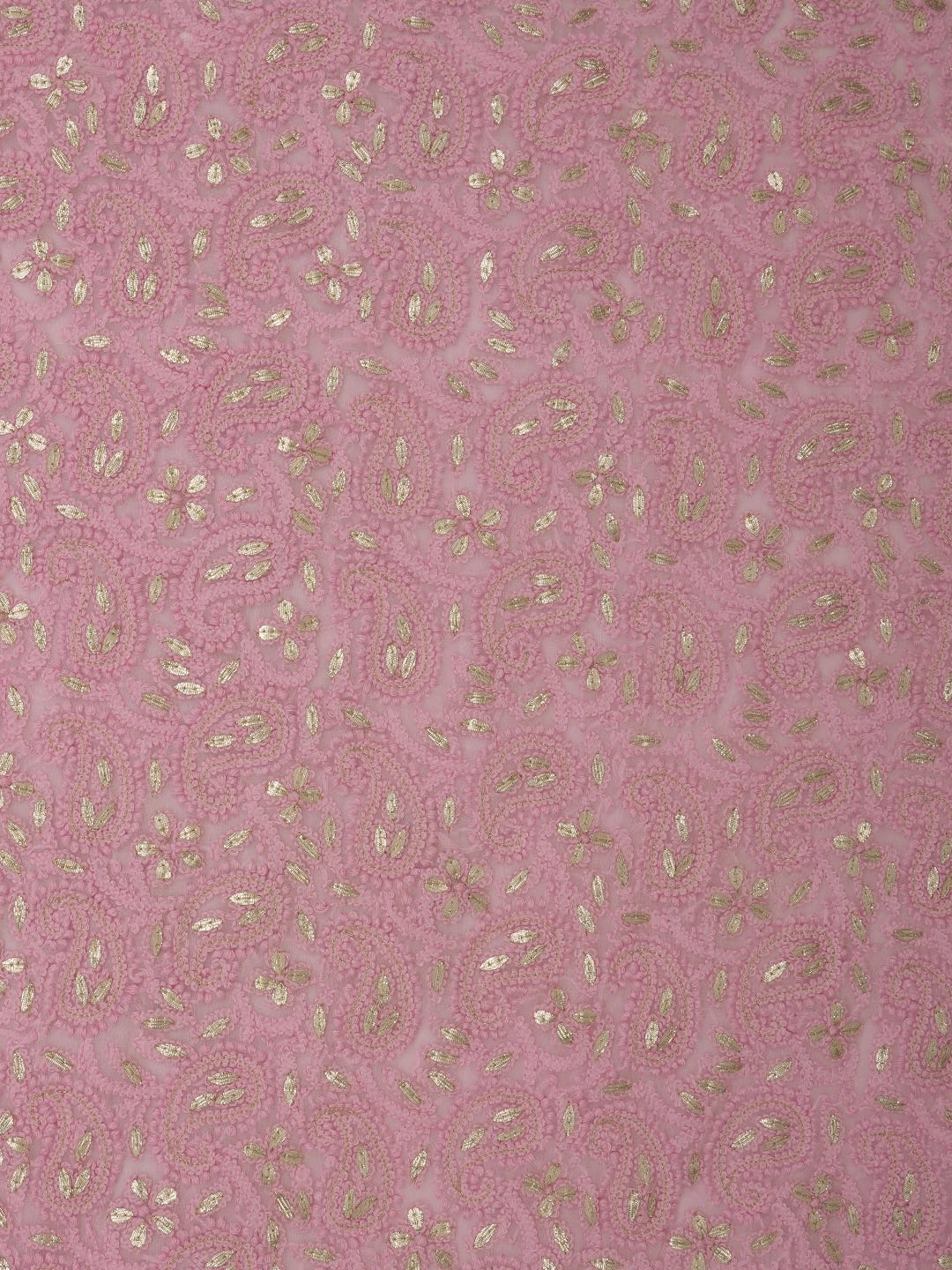 Ada Hand Embroidered Pink Faux Georgette Lucknowi Chikankari Unstitched Kurta Piece With Gota Patti Work 01A614068