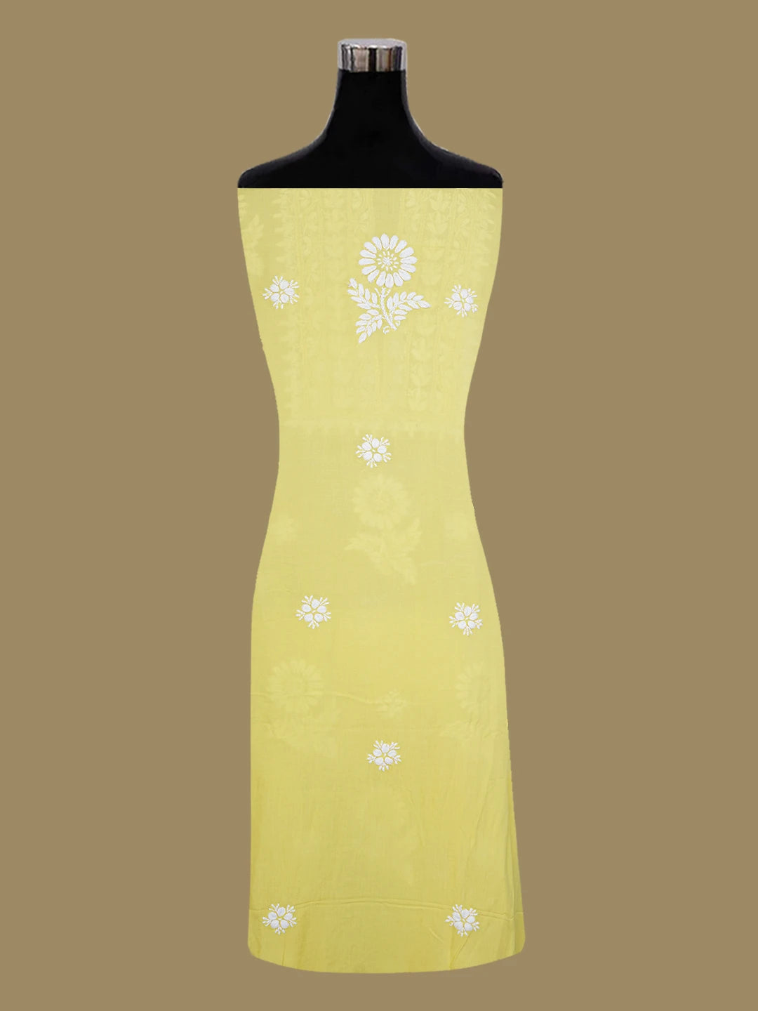 Ada Hand Embroidered Yellow Modal Lucknowi Chikankari Unstitched Kurta Piece 01A638722