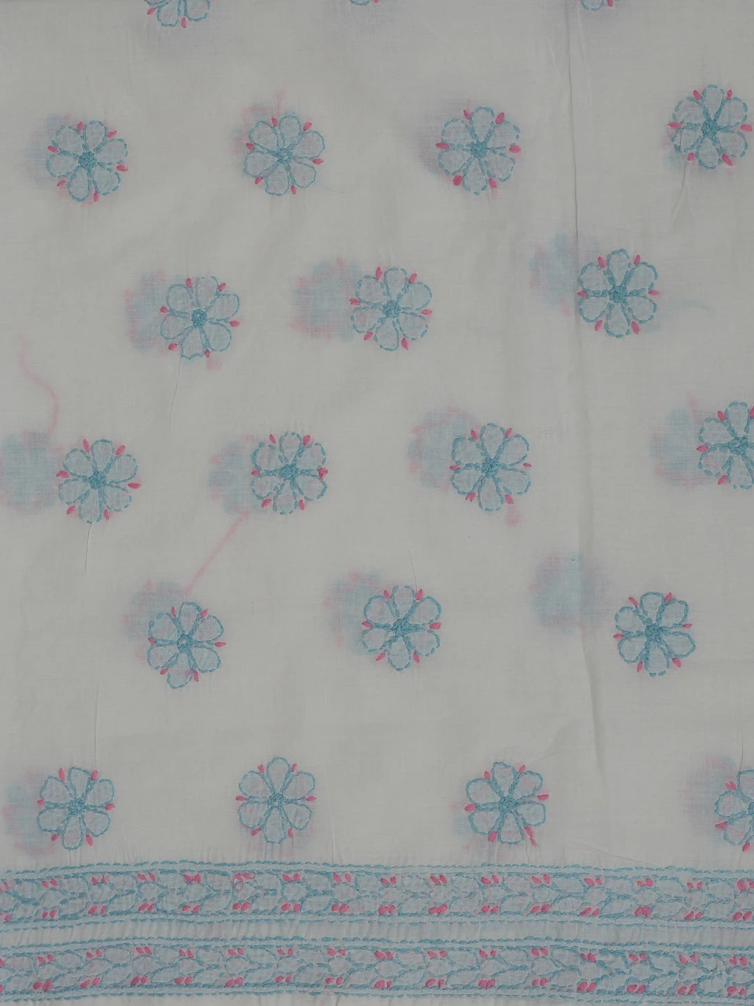 Ada Hand Embroidered White Cotton Lucknowi Chikankari Unstitched Kurta Piece 01A603312