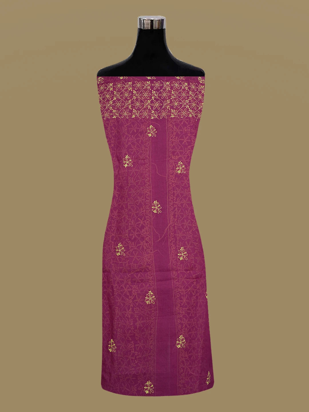Ada Hand Embroidered Wine Cotton Lucknowi Chikankari Unstitched Kurta Piece 01A638775