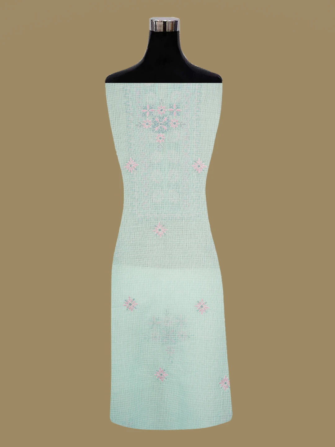 Ada Hand Embroidered Sea Green Kota Lucknowi Chikankari Unstitched Kurta Dupatta Set with Cutdana Work 01A623108