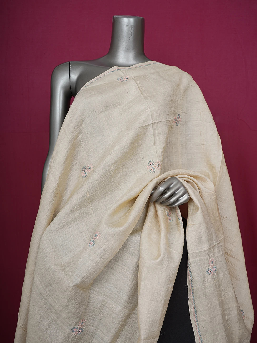 Ada Hand Embroidered Fawn Silk Lucknowi Chikankari Dupatta 01A256240