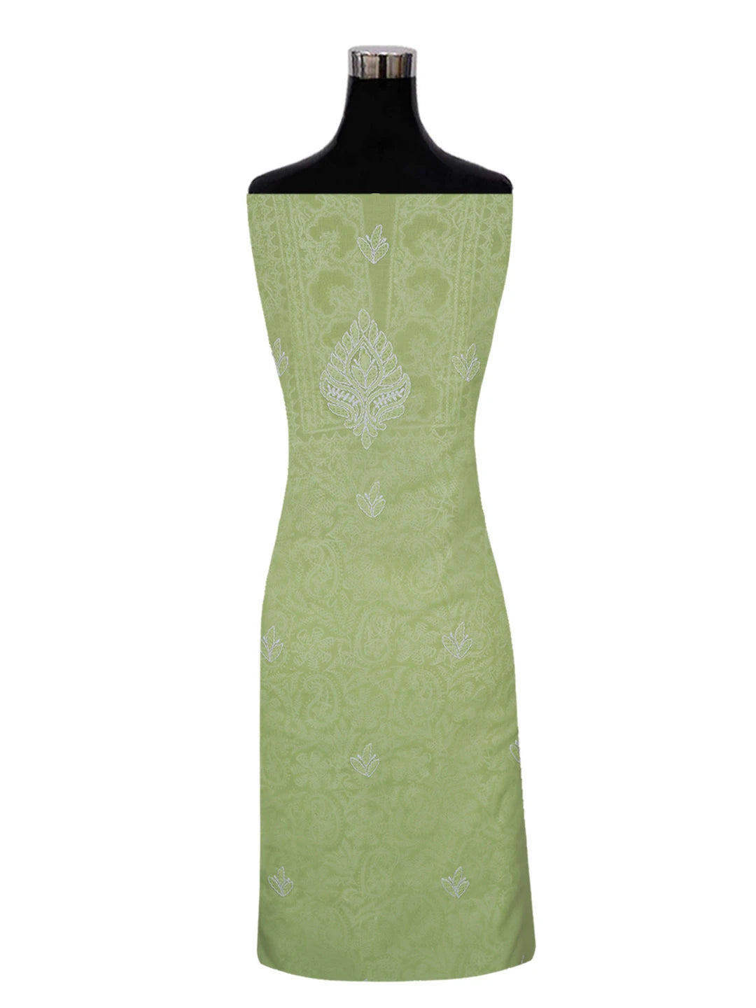 Ada Hand Embroidered Lime Green Cotton Lucknowi Chikankari Unstitched Kurta Piece 01A638764