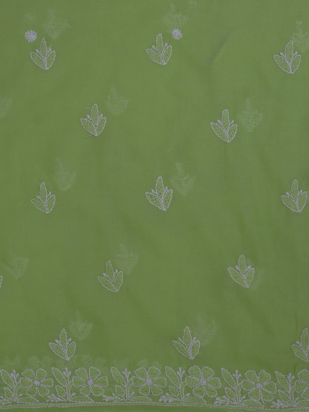 Ada Hand Embroidered Lime Green Cotton Lucknowi Chikankari Unstitched Kurta Piece 01A638764