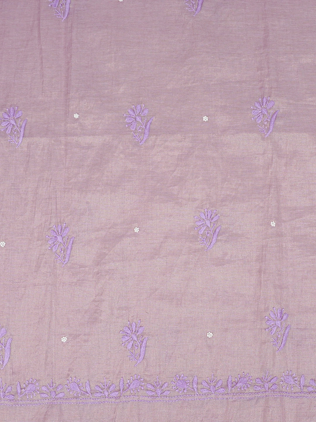 Ada Hand Embroidered Mauve Tissue Lucknowi Chikankari Unstitched Kurta Dupatta Set With Pearl Work 01A614217