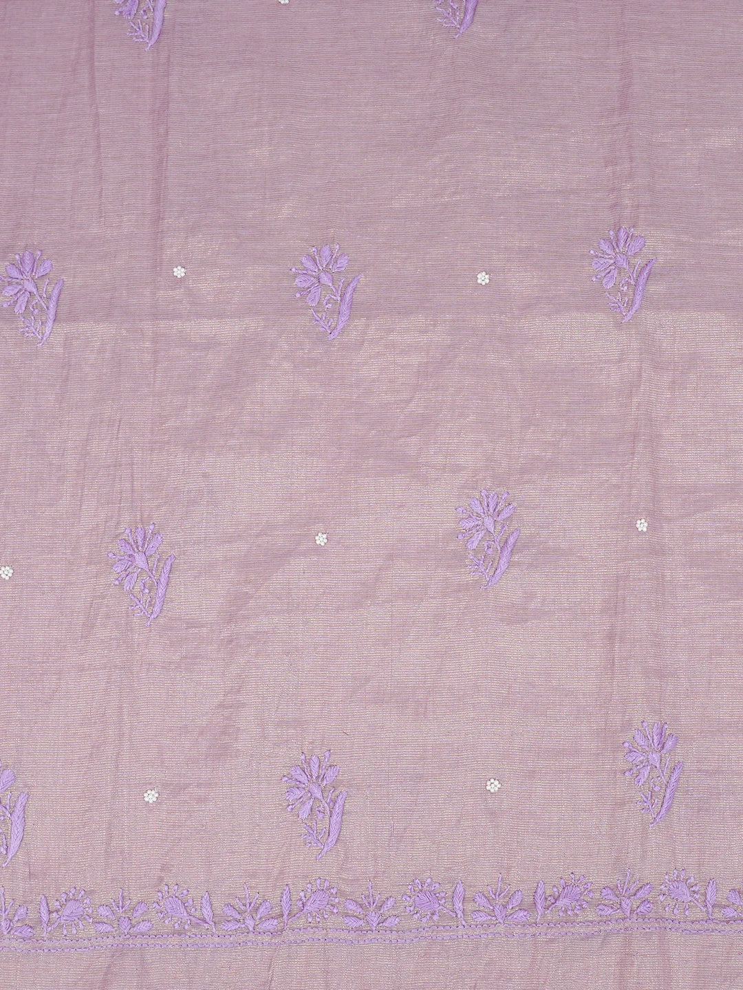 Ada Hand Embroidered Mauve Tissue Lucknowi Chikankari Unstitched Kurta Dupatta Set With Pearl Work 01A614217