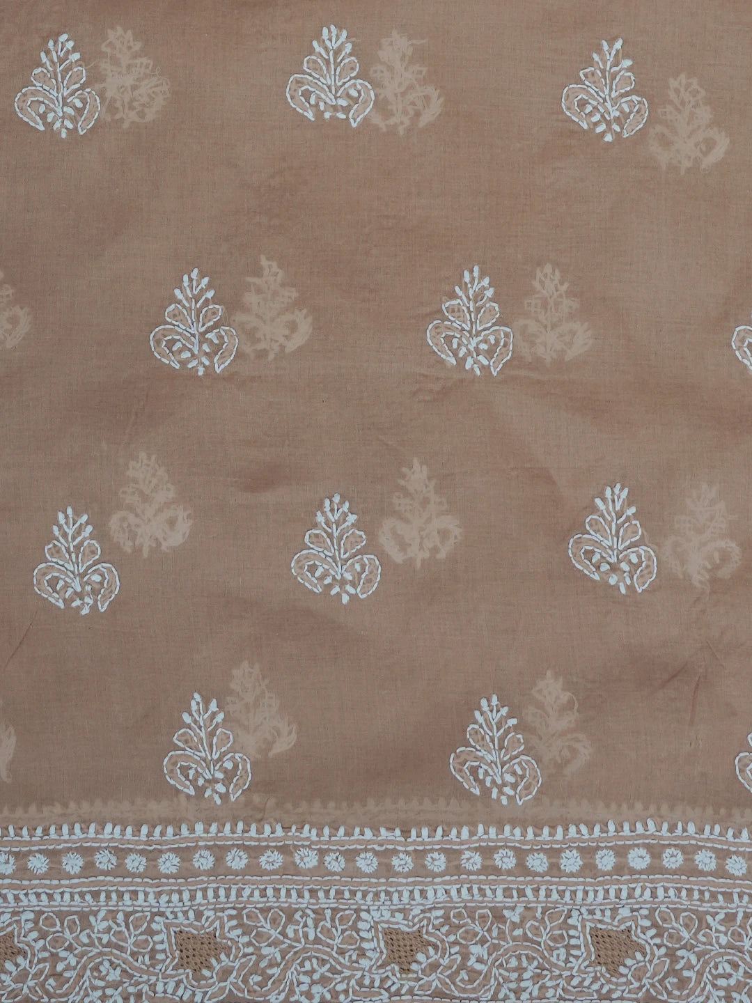 Ada Hand Embroidered Fawn Cotton Lucknowi Chikankari Unstitched Men's Kurta Piece 01A630987