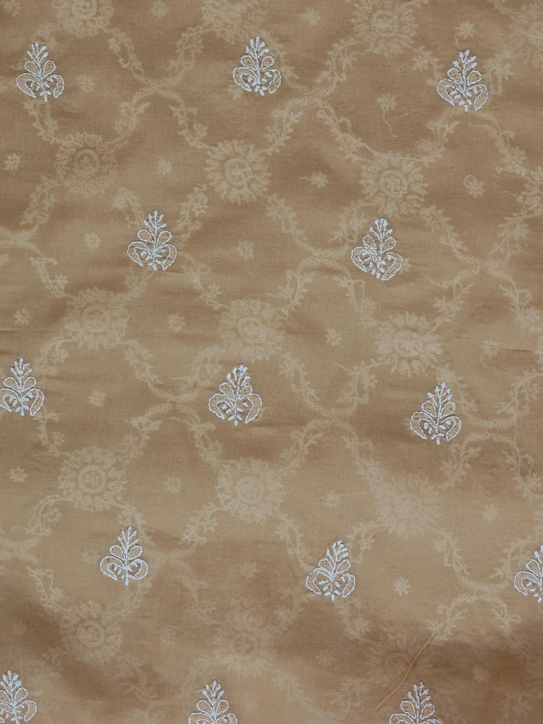 Ada Hand Embroidered Fawn Cotton Lucknowi Chikankari Unstitched Men's Kurta Piece 01A630987