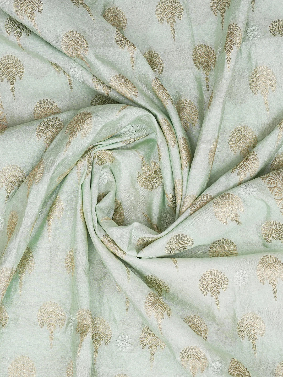 Ada Hand Embroidered Sea Green Chanderi Lucknowi Chikankari Dupatta 01A496033