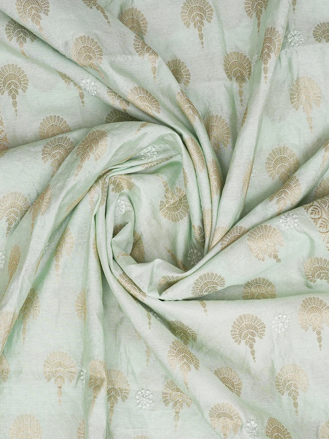 Ada Hand Embroidered Sea Green Chanderi Lucknowi Chikankari Dupatta 01A496033