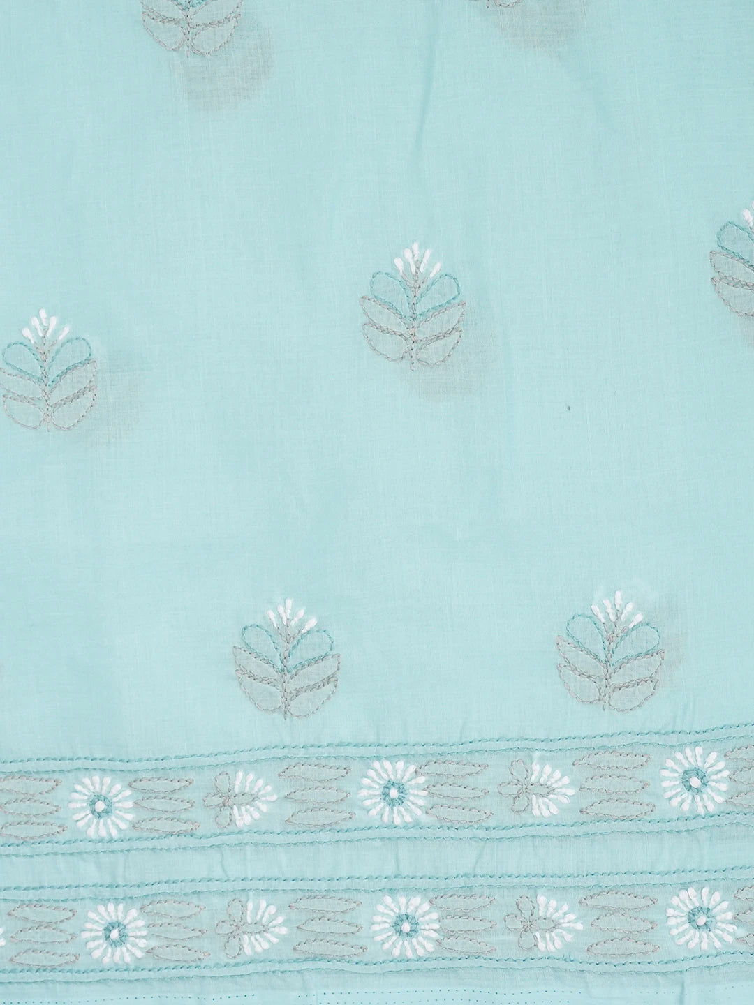 Ada Hand Embroidered Sky Blue Cotton Lucknowi Chikankari Unstitched Suit Piece 01A626825