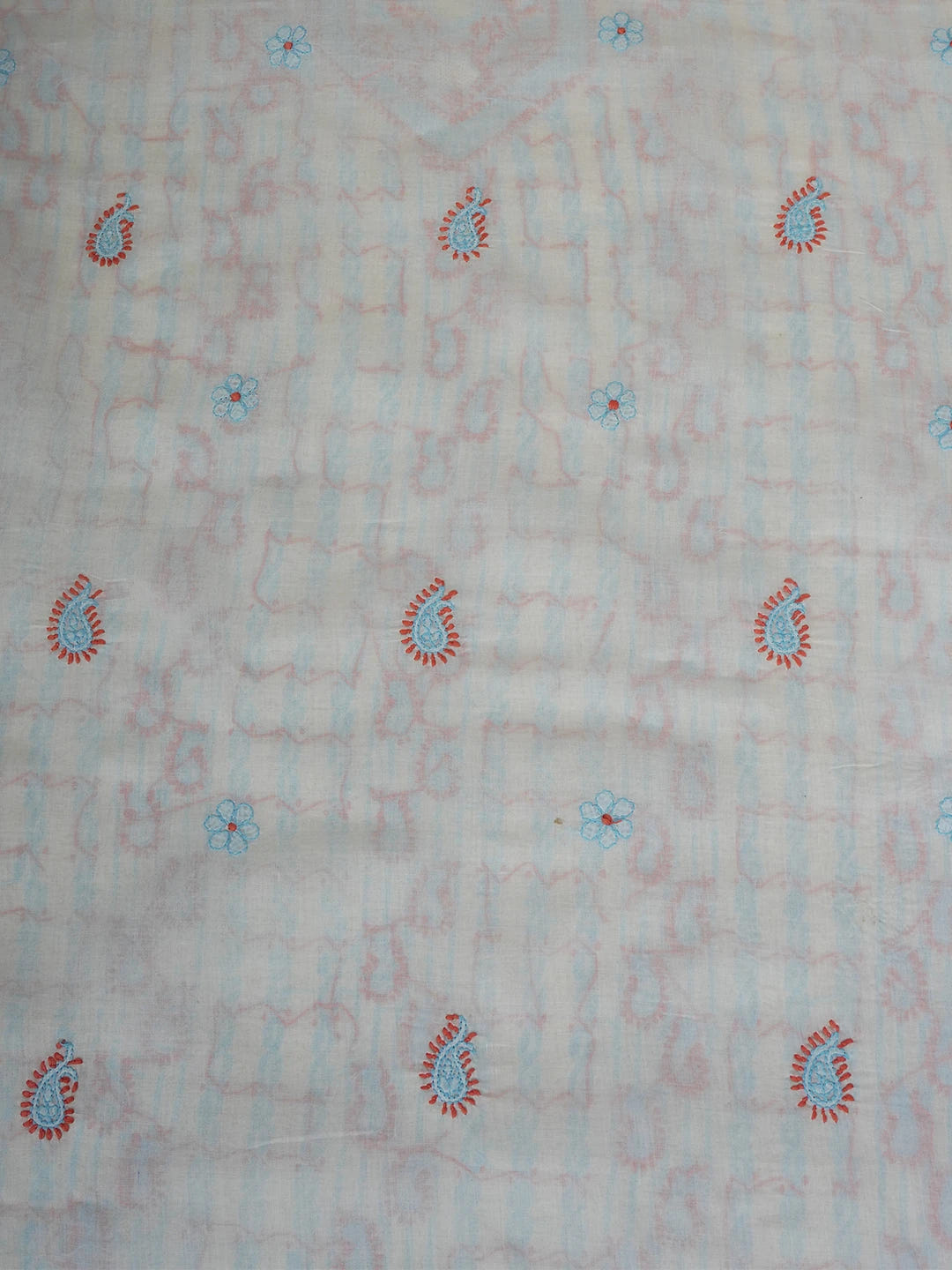 Ada Hand Embroidered Cream Cotton Lucknowi Chikankari Unstitched Men's Kurta Piece 01A630969