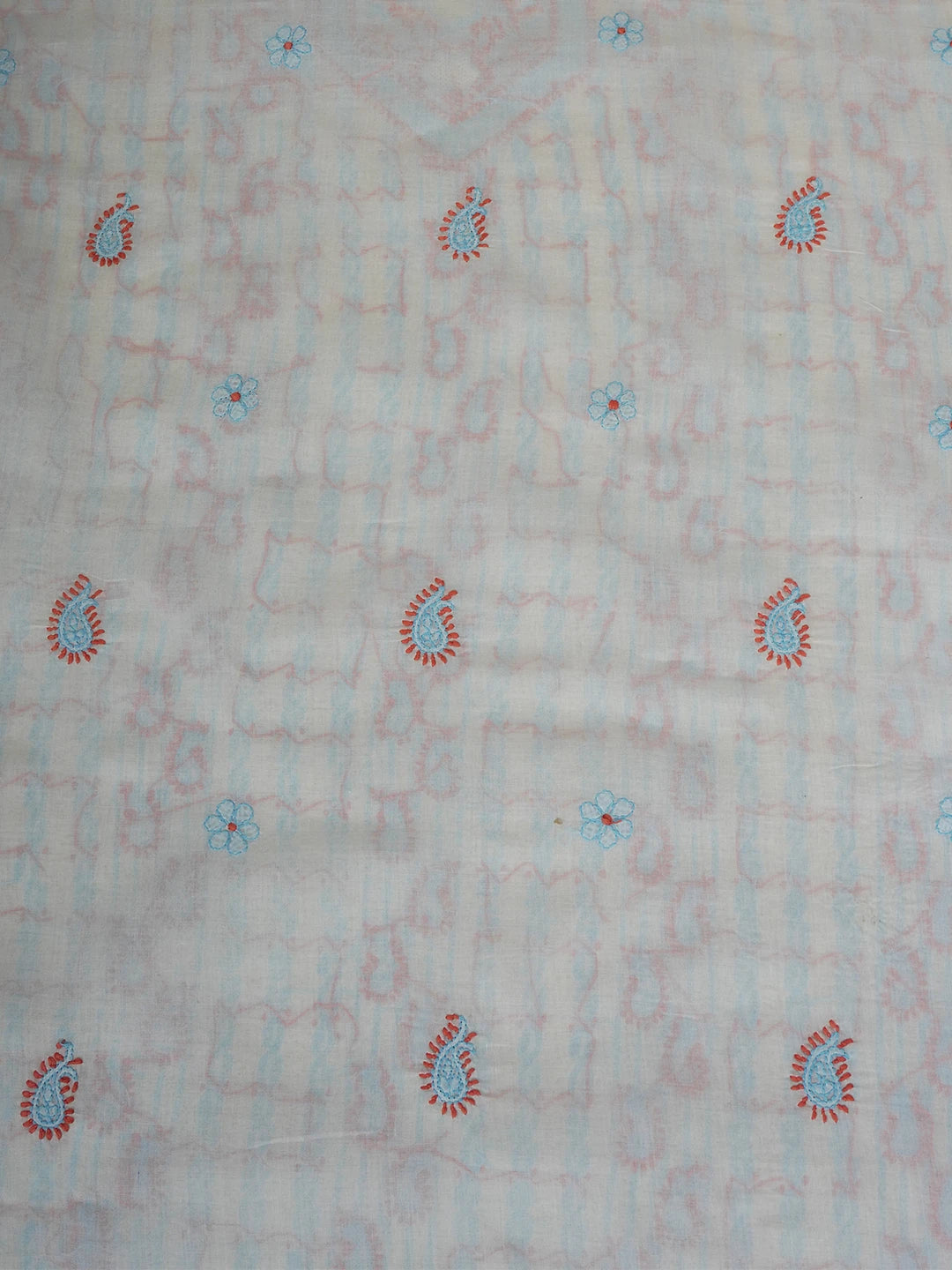 Ada Hand Embroidered Cream Cotton Lucknowi Chikankari Unstitched Men's Kurta Piece 01A630969