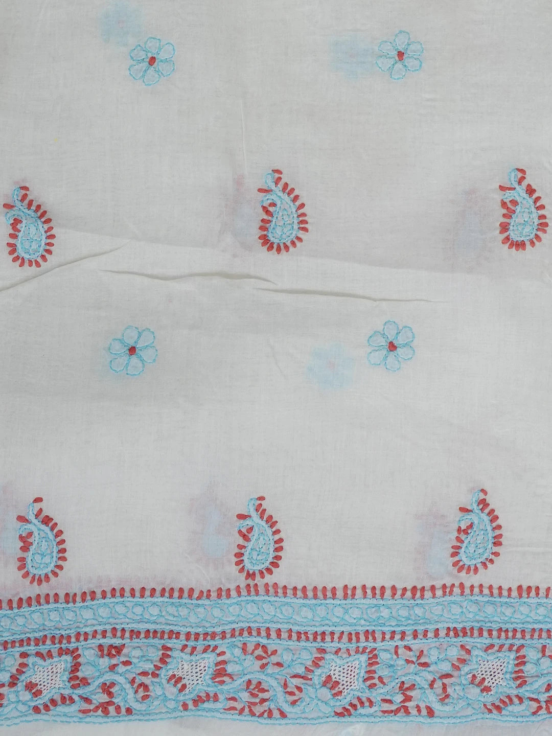 Ada Hand Embroidered Cream Cotton Lucknowi Chikankari Unstitched Men's Kurta Piece 01A630969