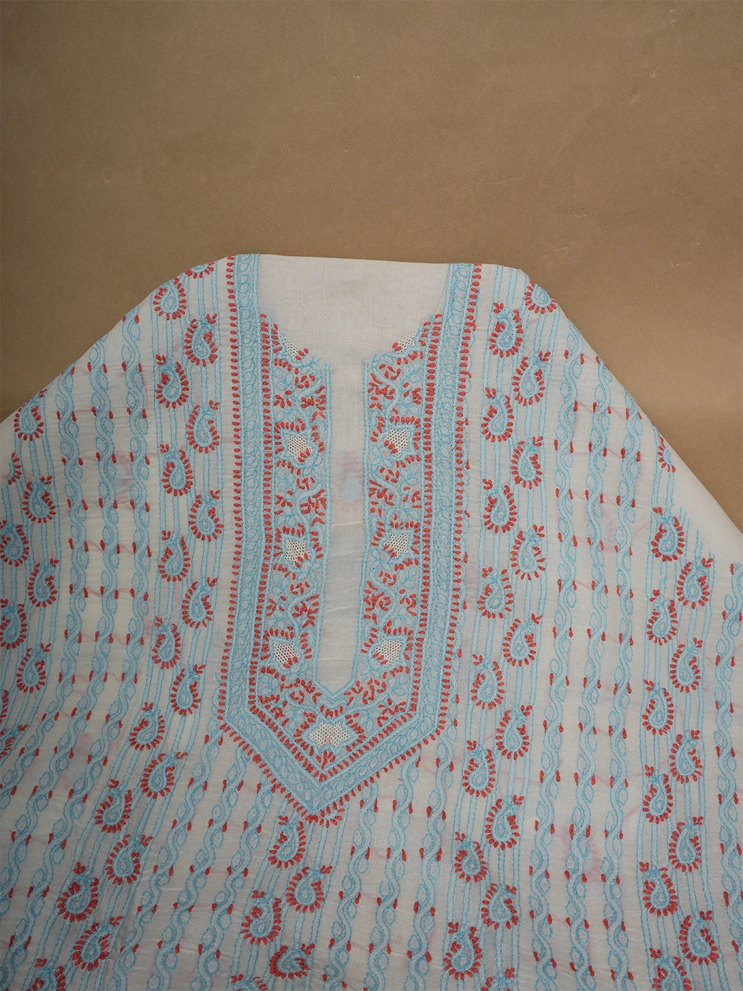 Ada Hand Embroidered Cream Cotton Lucknowi Chikankari Unstitched Men's Kurta Piece 01A630969