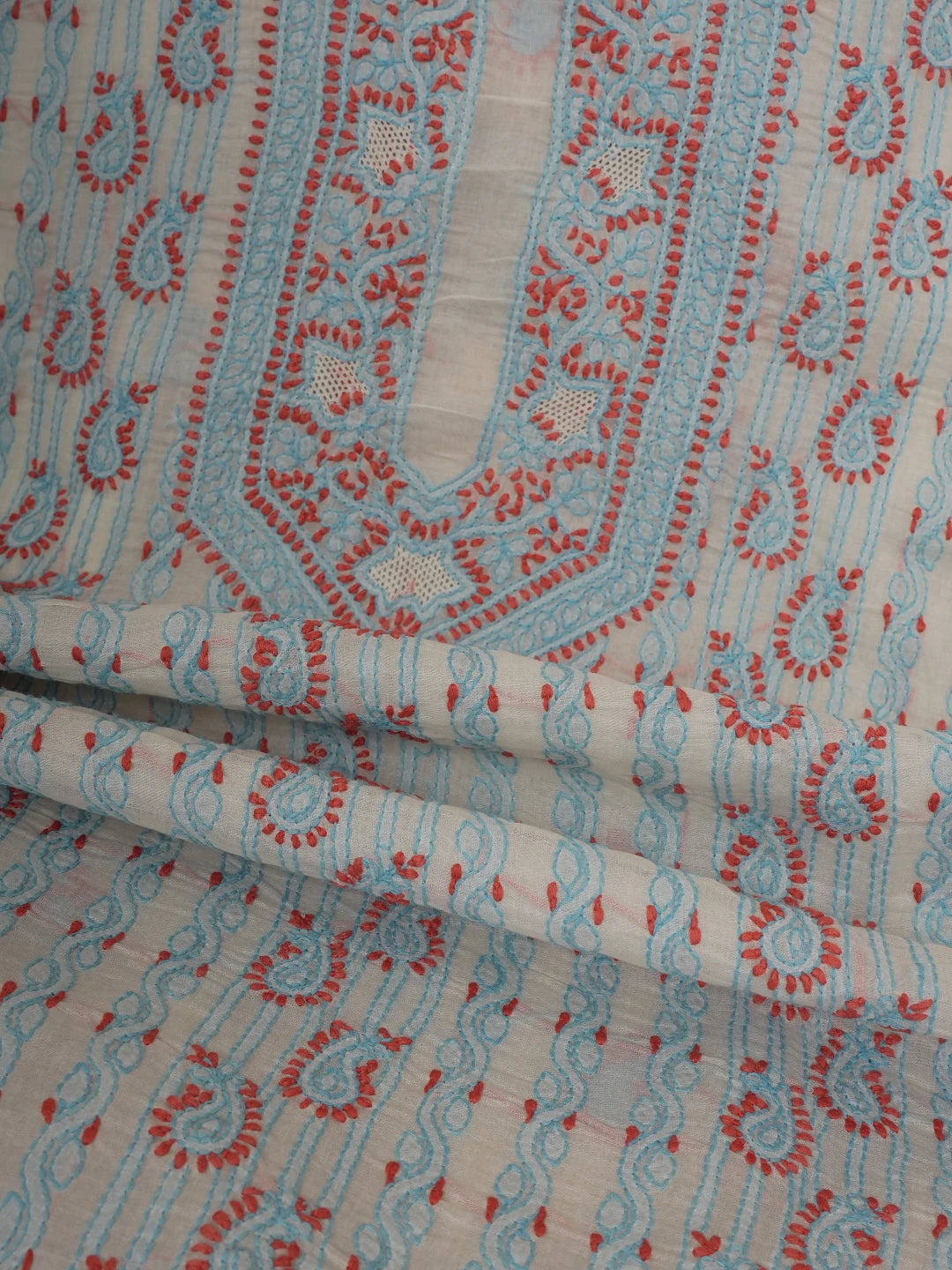 Ada Hand Embroidered Cream Cotton Lucknowi Chikankari Unstitched Men's Kurta Piece 01A630969