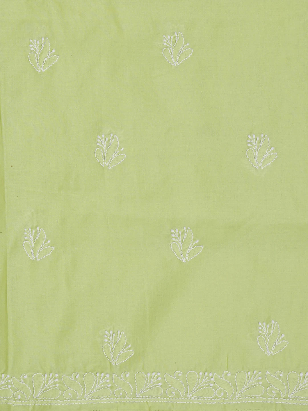 Ada Hand Embroidered Lime Green Cotton Lucknowi Chikankari Unstitched Suit Piece 01A632246