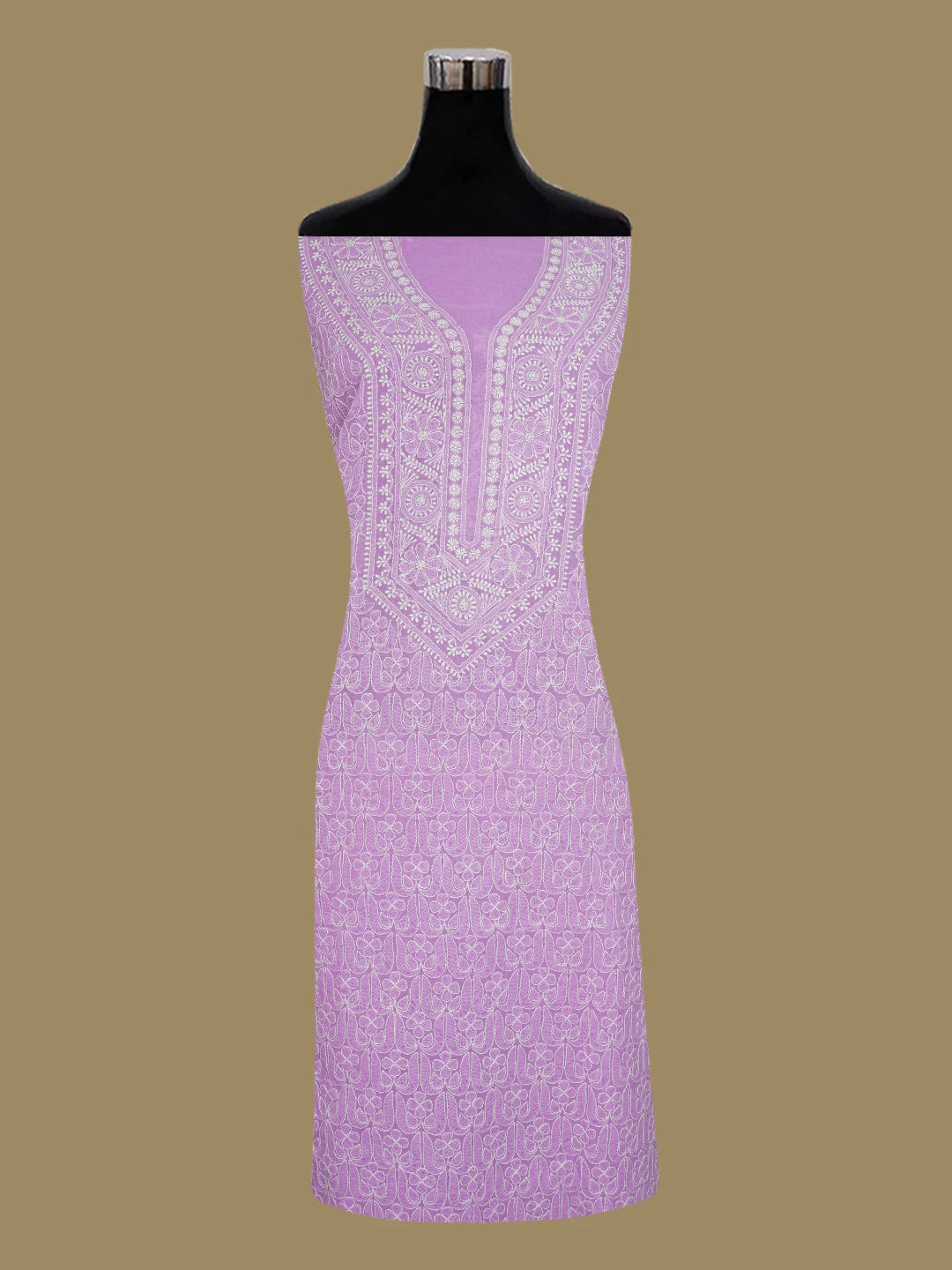 Ada Hand Embroidered Mauve Cotton Lucknowi Chikankari Unstitched Kurta Piece 01A631161