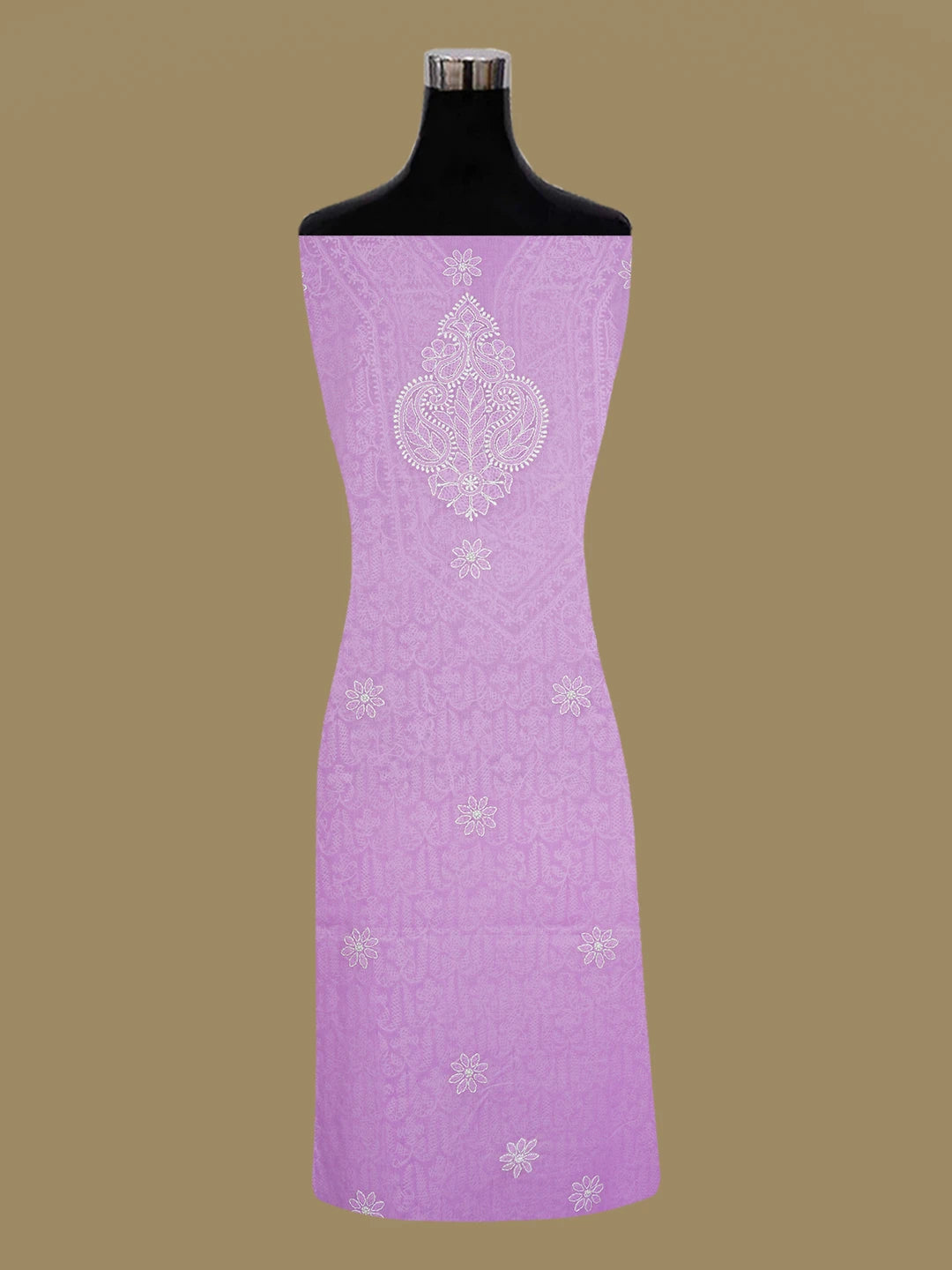 Ada Hand Embroidered Mauve Cotton Lucknowi Chikankari Unstitched Kurta Piece 01A631161