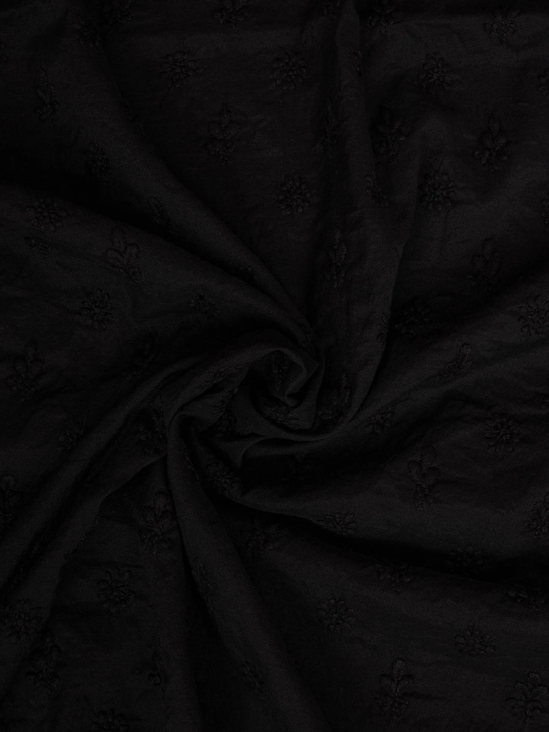 Ada Hand Embroidered Black Chanderi Lucknowi Chikankari Unstitched Men's Kurta Piece 01A618495