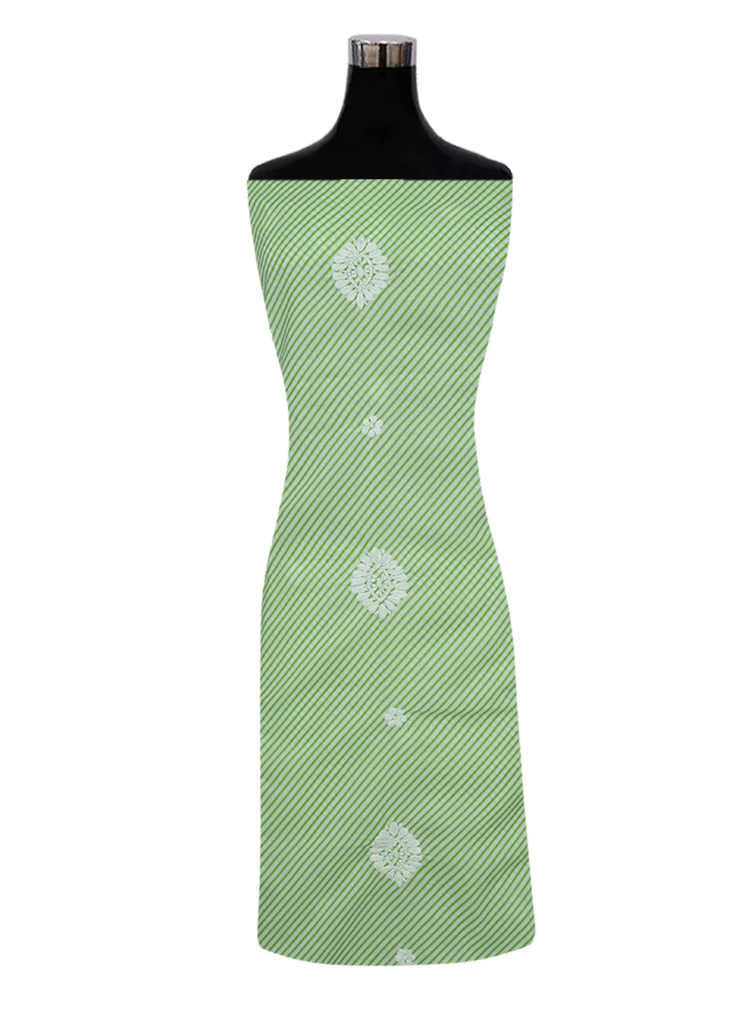 Ada Hand Embroidered Green Cotton Lucknowi Chikankari Unstitched Kurta Piece 01A593028