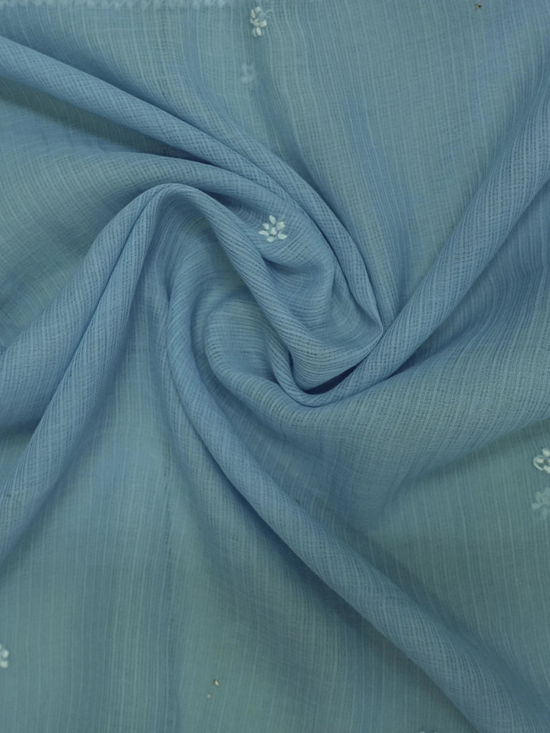 Ada Hand Embroidered Blue Kota Lucknowi Chikankari Dupatta With Muqaish Work 01A641053