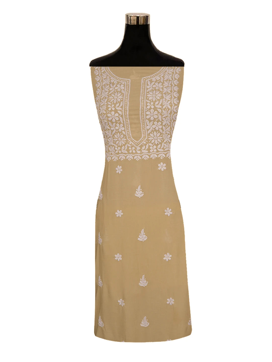 Ada Hand Embroidered Fawn Modal Lucknowi Chikankari Unstitched Kurta Piece 01A638719