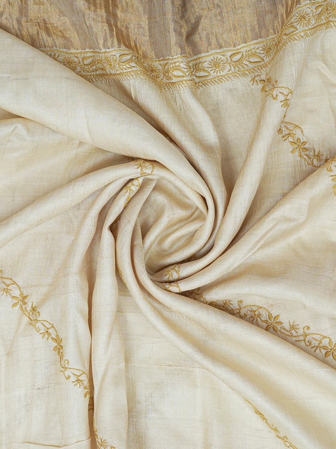 Ada Hand Embroidered Fawn Silk Lucknowi Chikankari Dupatta 01A256257
