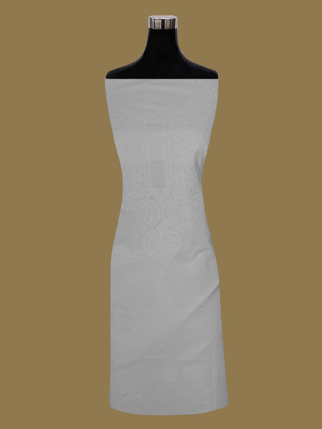 Ada Hand Embroidered White Cotton Lucknowi Chikankari Unstitched Kurta Piece 01A613502