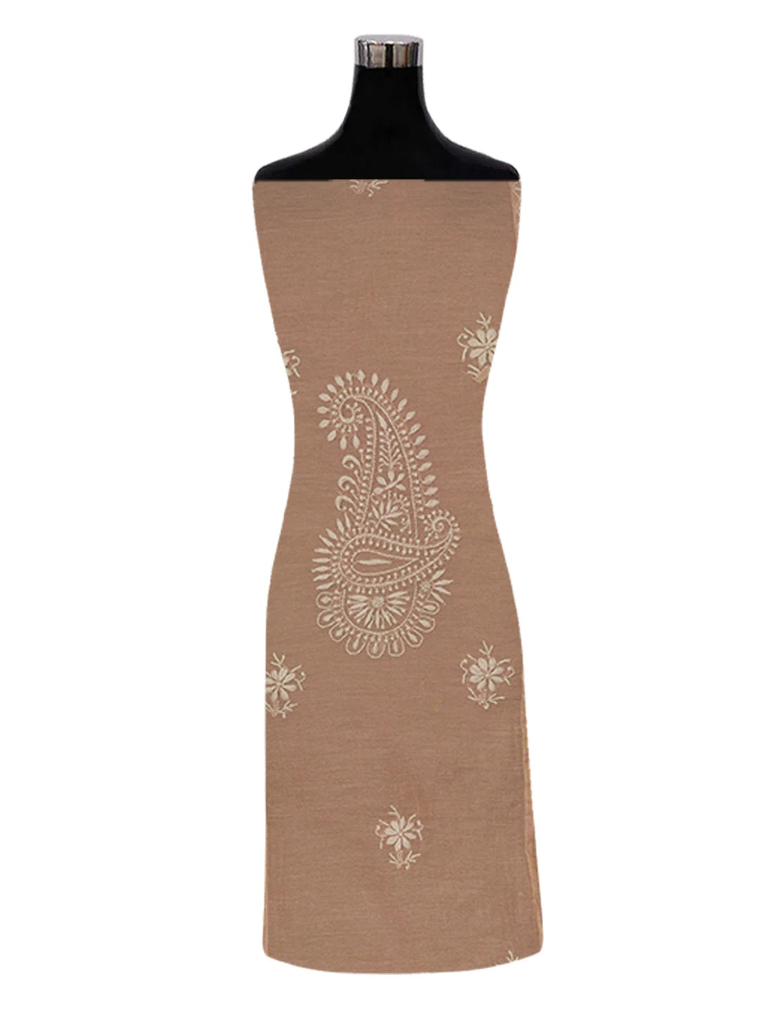 Ada Hand Embroidered Peach Tissue Lucknowi Chikankari Semi-Stitched Anarkali Kurta Dupatta Set With Zari Work 01A623230