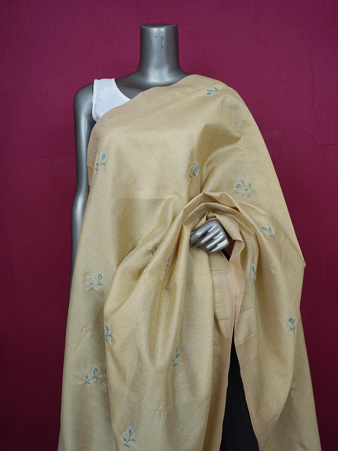 Ada Hand Embroidered Fawn Silk Lucknowi Chikankari Dupatta 01A218064