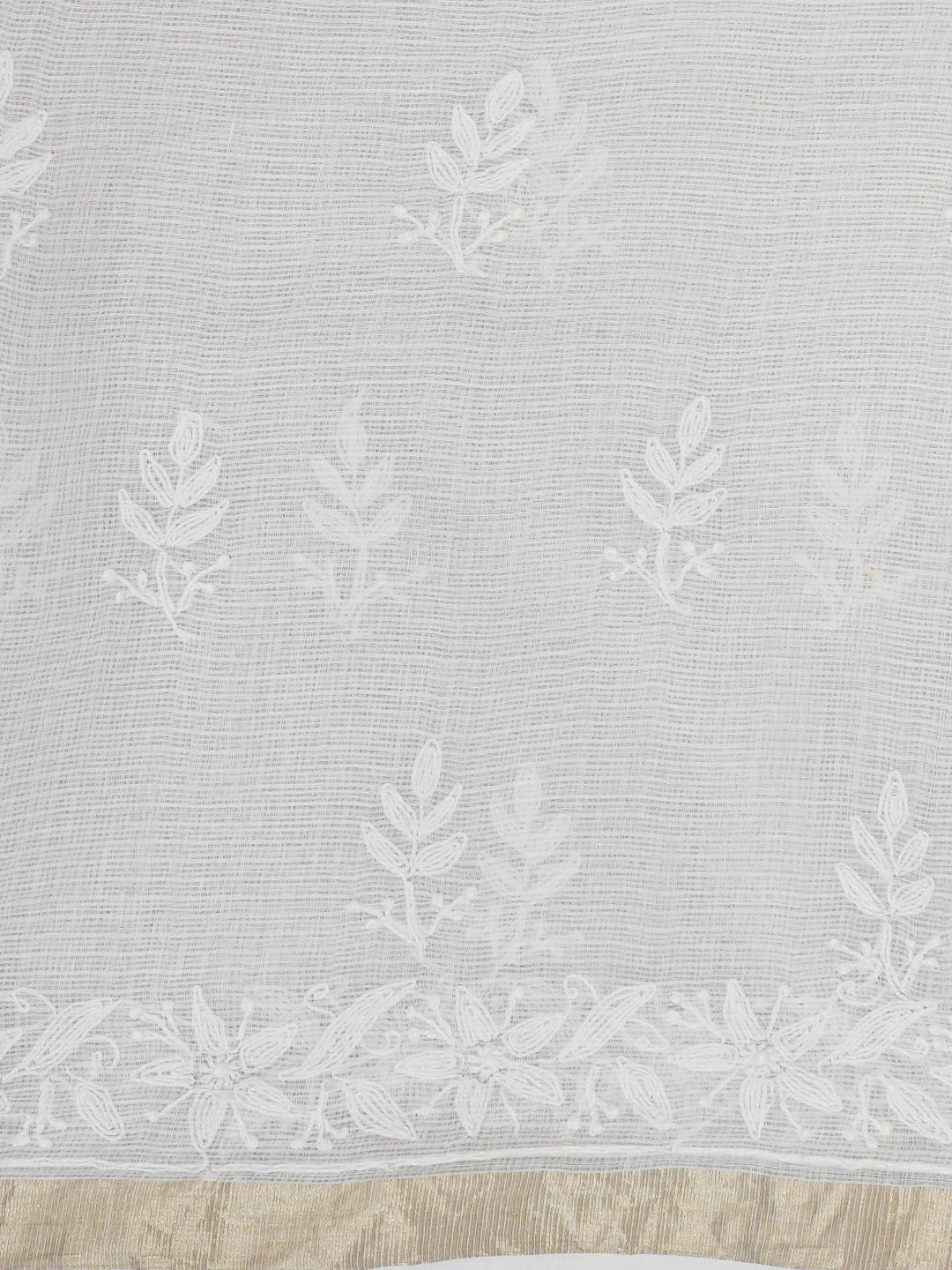 Ada Hand Embroidered White Kota Lucknowi Chikankari Saree With Blouse 01A632513