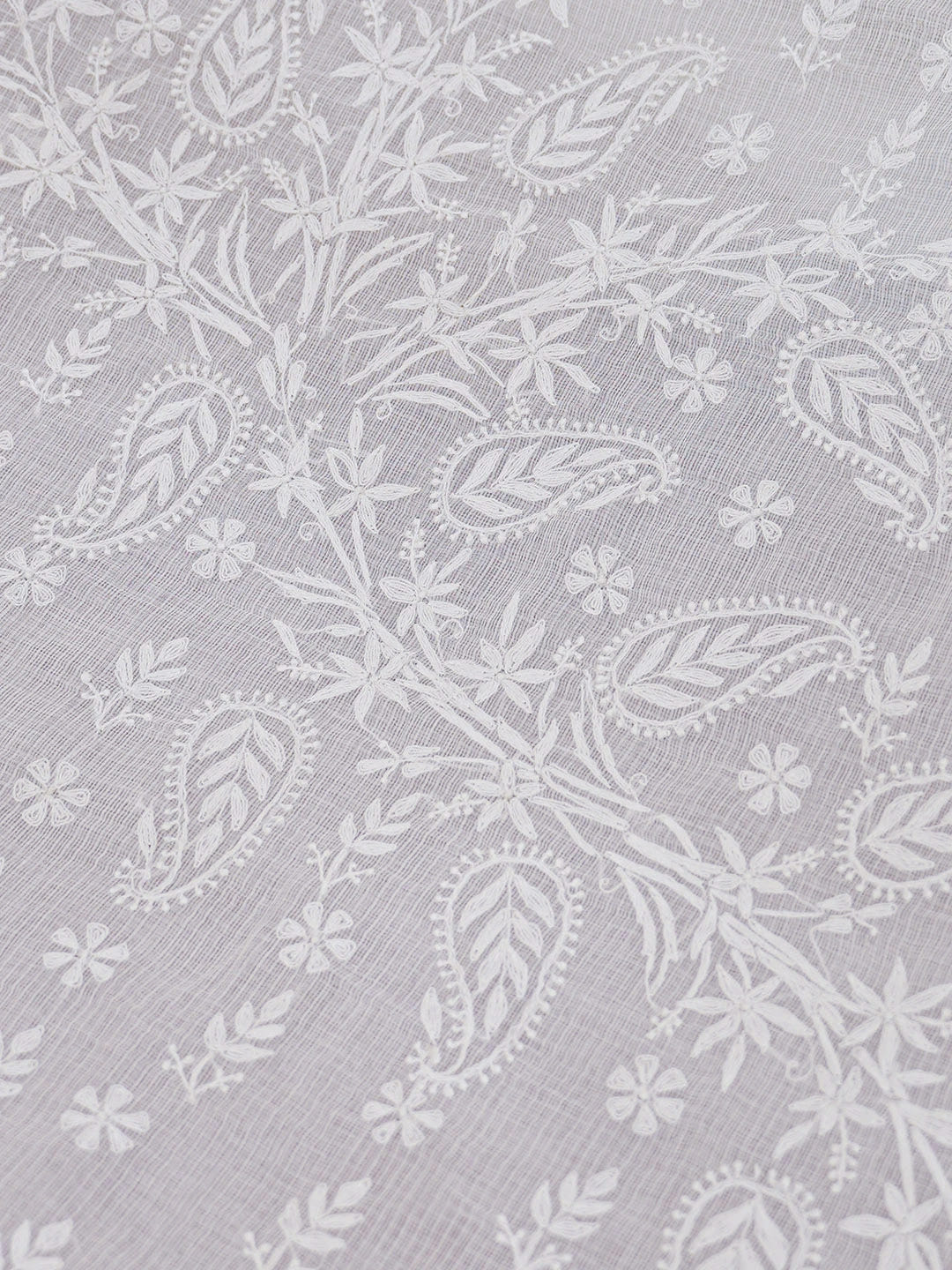 Ada Hand Embroidered White Kota Lucknowi Chikankari Saree With Blouse 01A632513