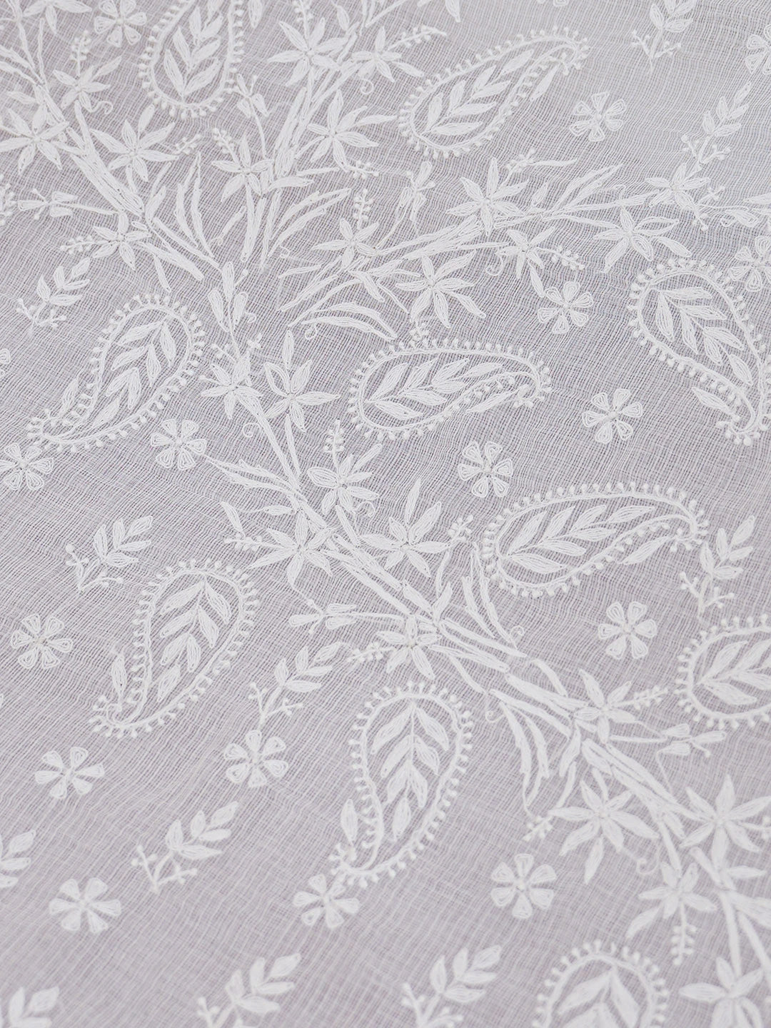 Ada Hand Embroidered White Kota Lucknowi Chikankari Saree With Blouse 01A632513