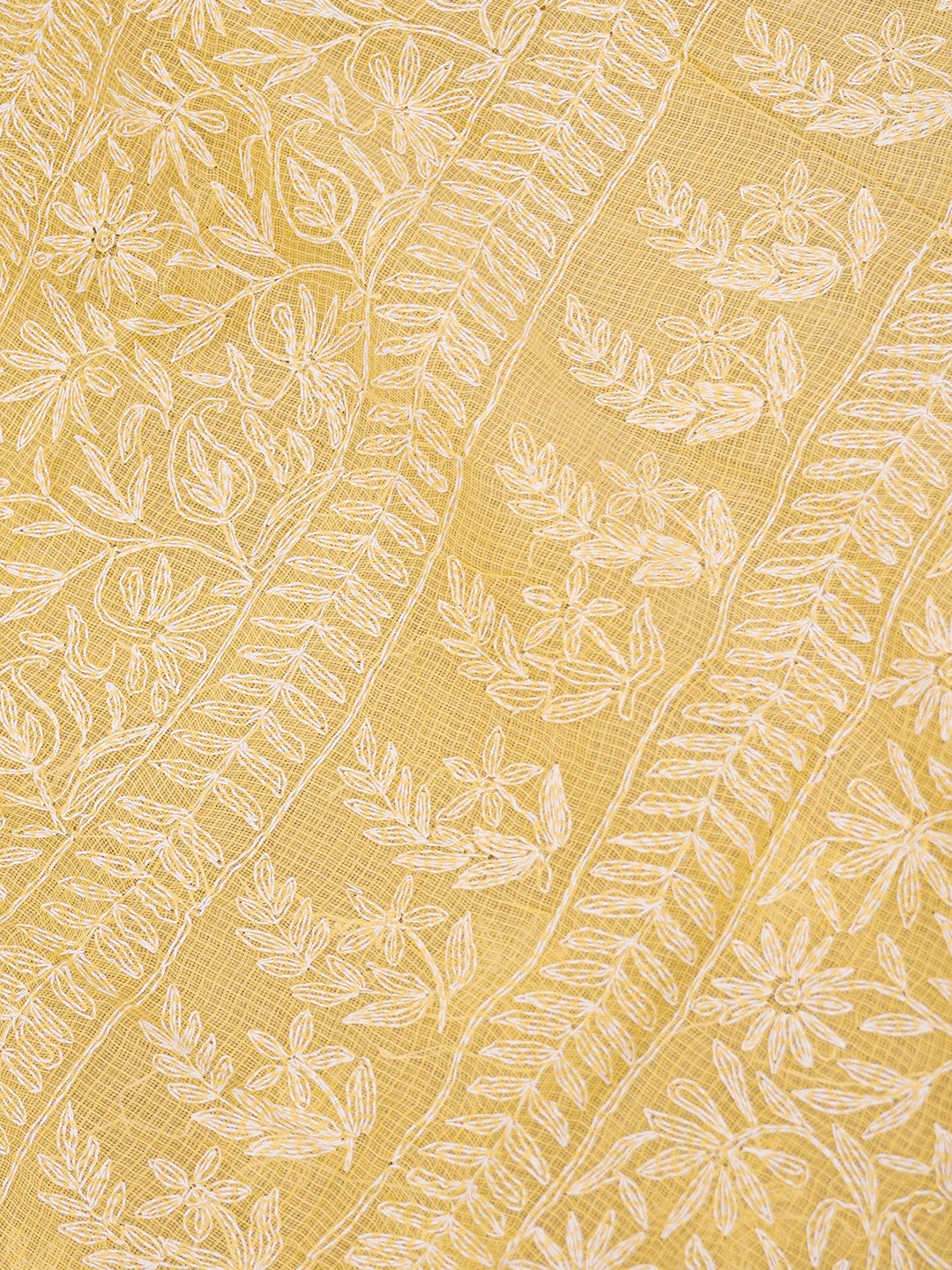 Ada Hand Embroidered Yellow Kota Lucknowi Chikankari Saree With Blouse 01A635961