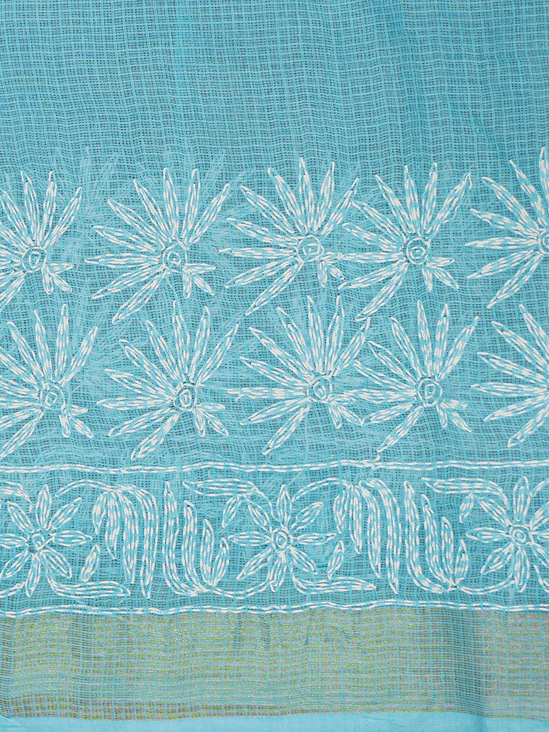 Ada Hand Embroidered Sky Blue Kota Lucknowi Chikankari Saree With Blouse 01A635988