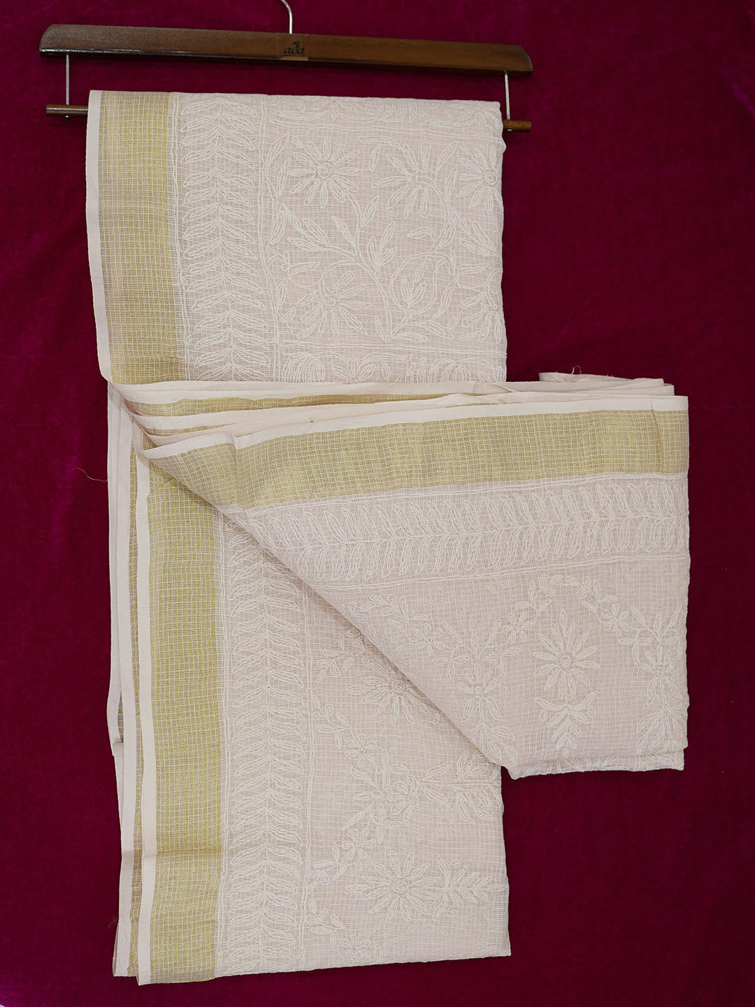Ada Hand Embroidered Light Pink Kota Lucknowi Chikankari Saree With Blouse 01A635965