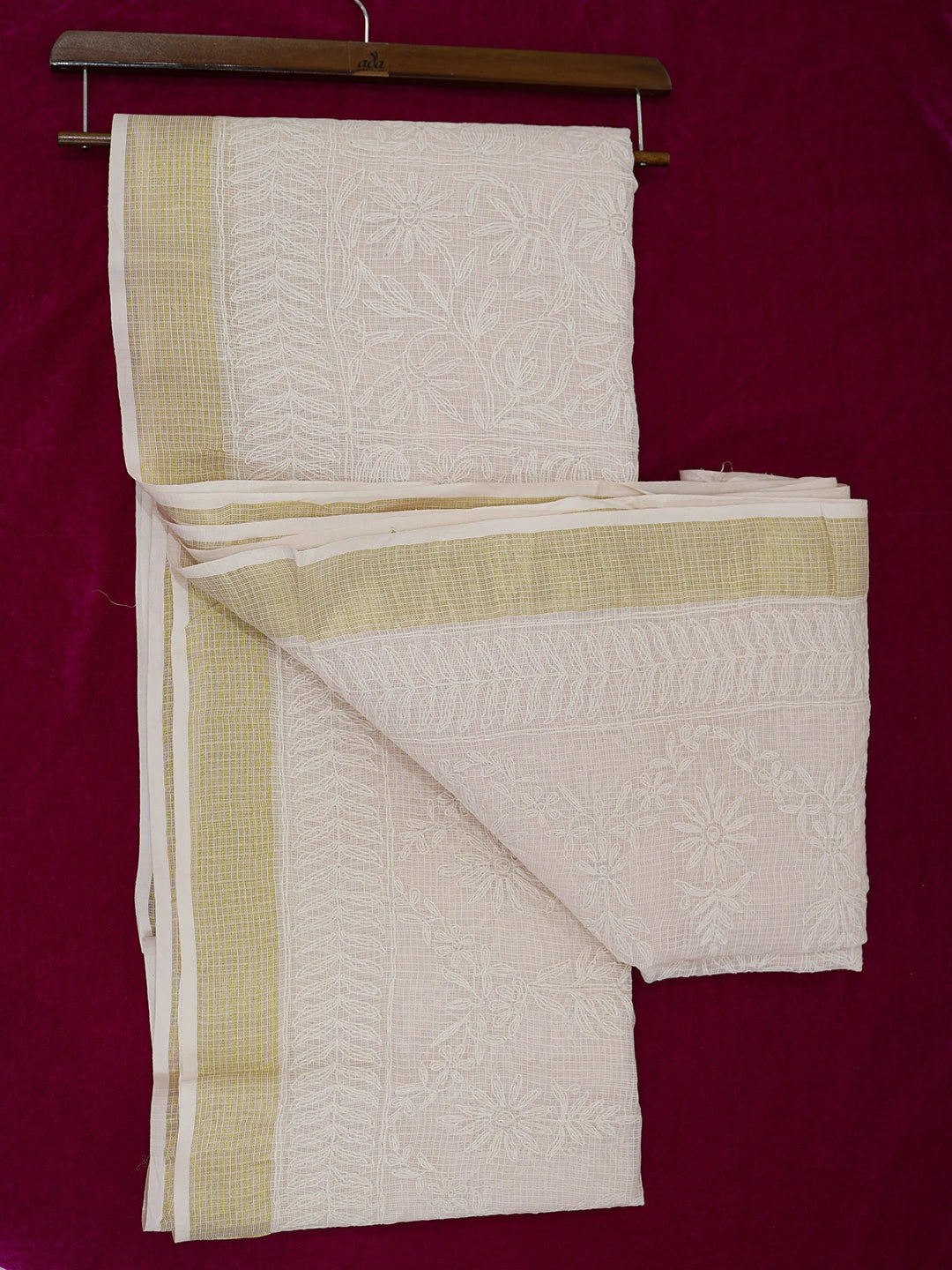 Ada Hand Embroidered Light Pink Kota Lucknowi Chikankari Saree With Blouse 01A635965