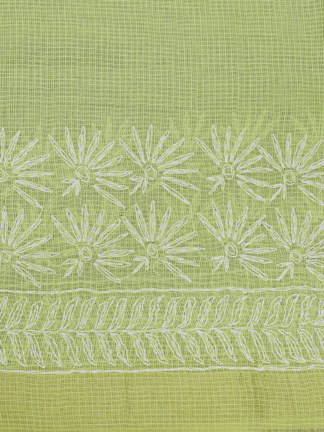 Ada Hand Embroidered Lime Green Kota Lucknowi Chikankari Saree With Blouse 01A590974