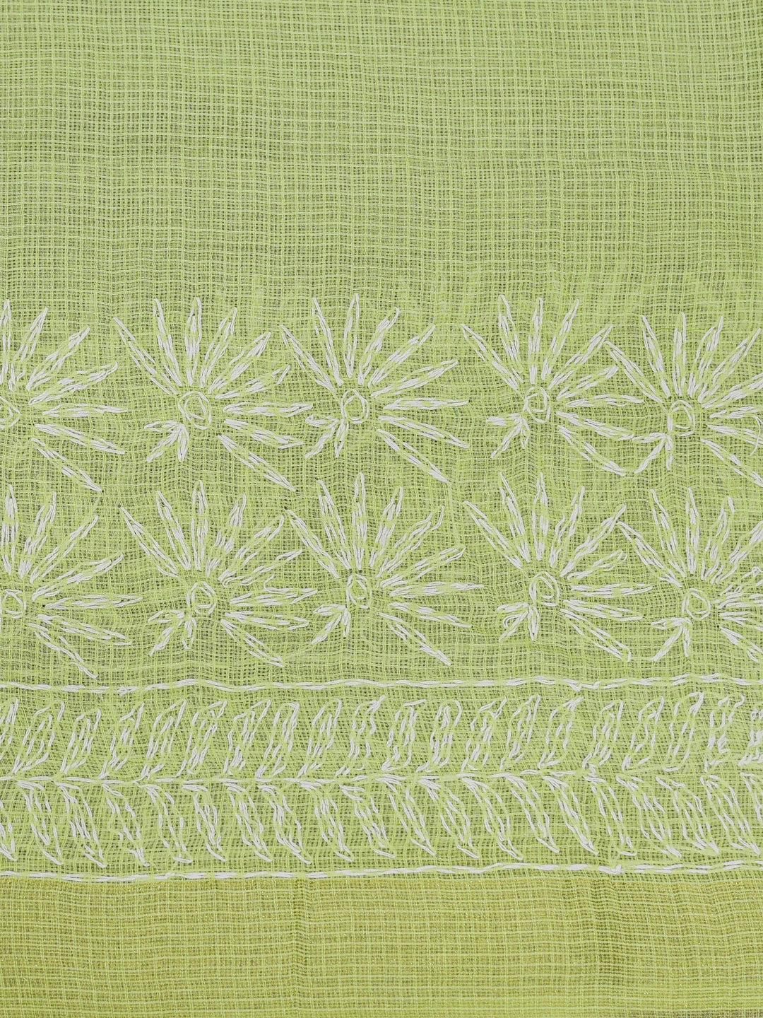 Ada Hand Embroidered Lime Green Kota Lucknowi Chikankari Saree With Blouse 01A590974