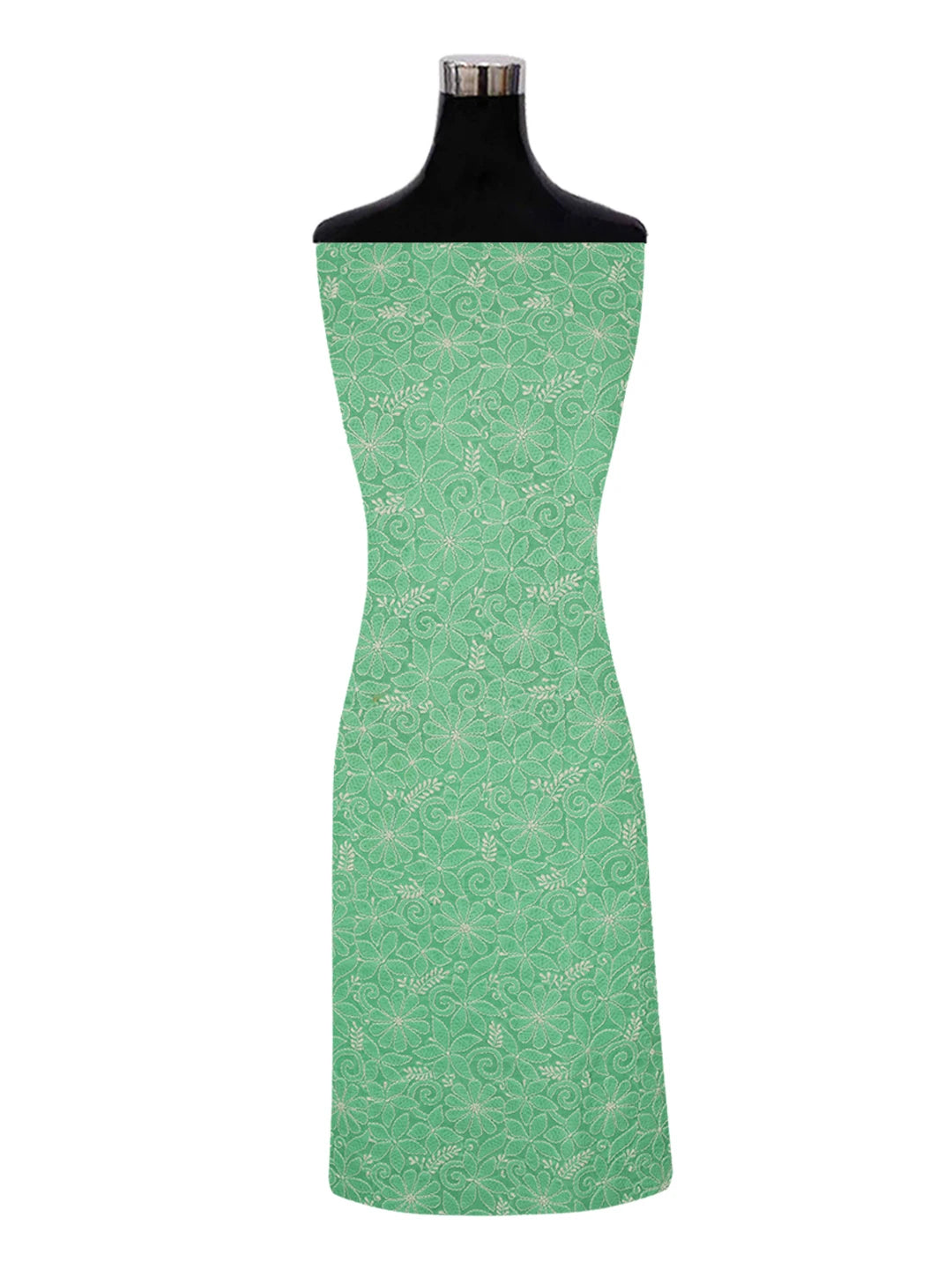 Ada Hand Embroidered Sea Green Cotton Lucknowi Chikankari Unstitched Kurta Piece 01A607249