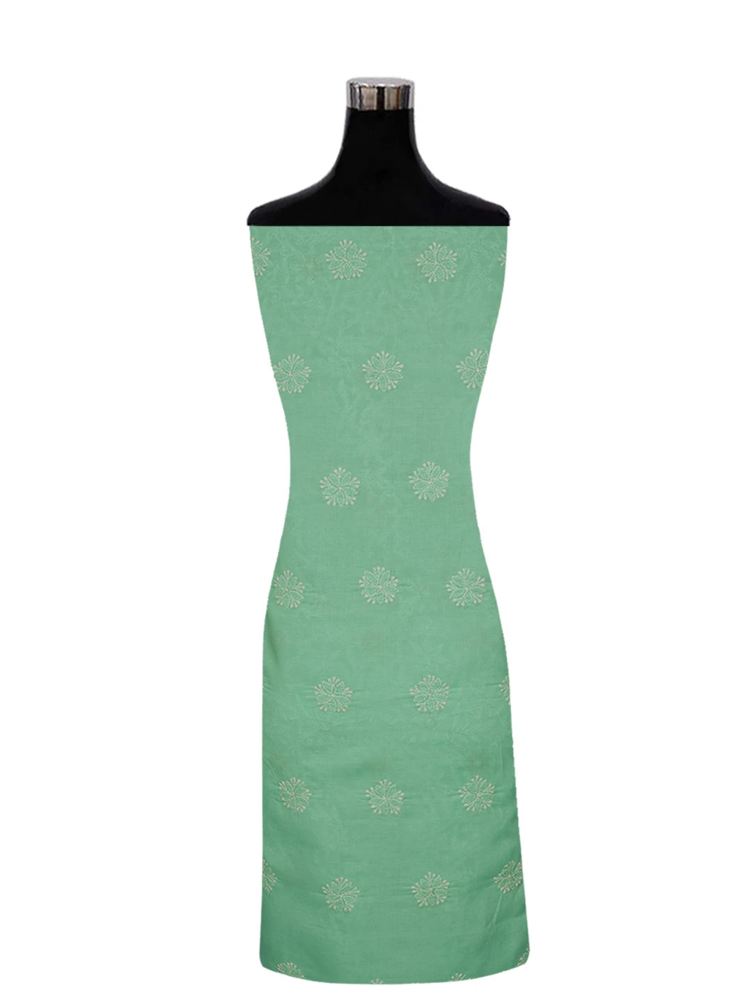 Ada Hand Embroidered Sea Green Cotton Lucknowi Chikankari Unstitched Kurta Piece With Zari Work 01A325438