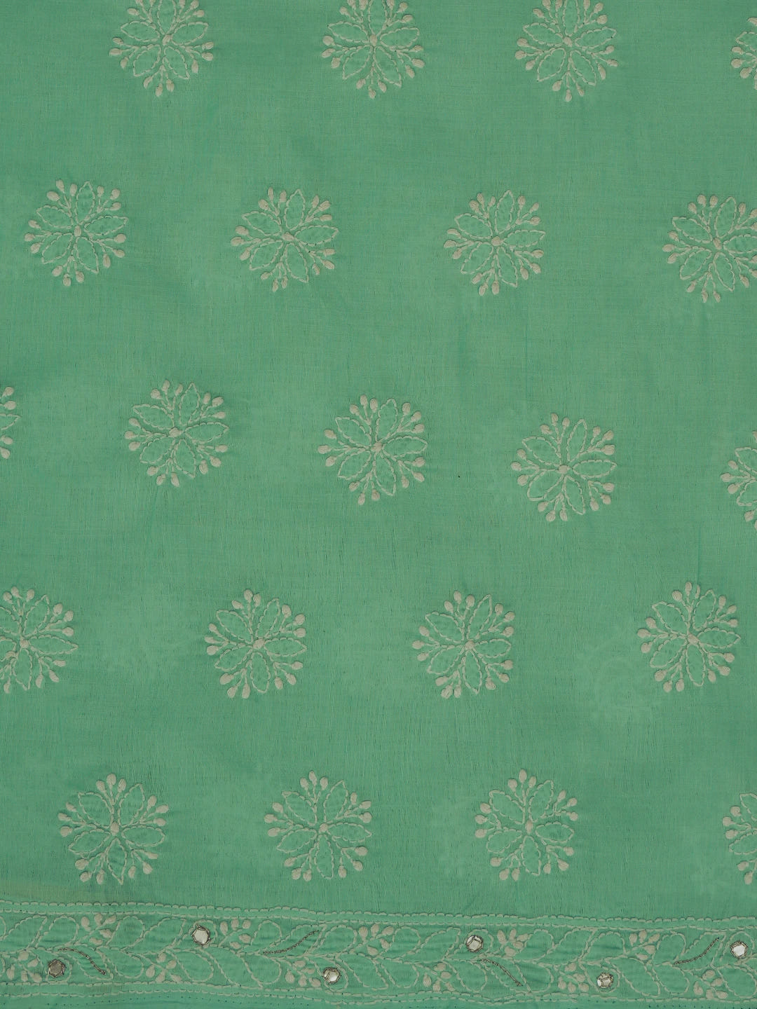 Ada Hand Embroidered Sea Green Cotton Lucknowi Chikankari Unstitched Kurta Piece With Zari Work 01A325438