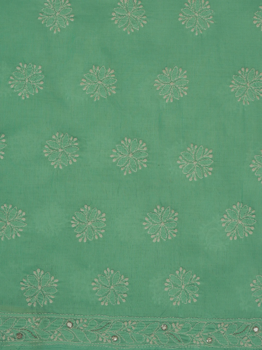 Ada Hand Embroidered Sea Green Cotton Lucknowi Chikankari Unstitched Kurta Piece With Zari Work 01A325438