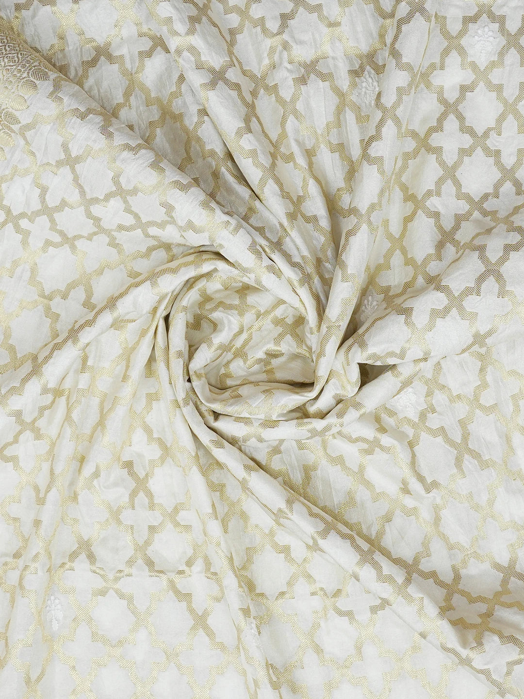 Ada Hand Embroidered White Cornsilk Chanderi Lucknowi Chikankari Dupatta 01A511184