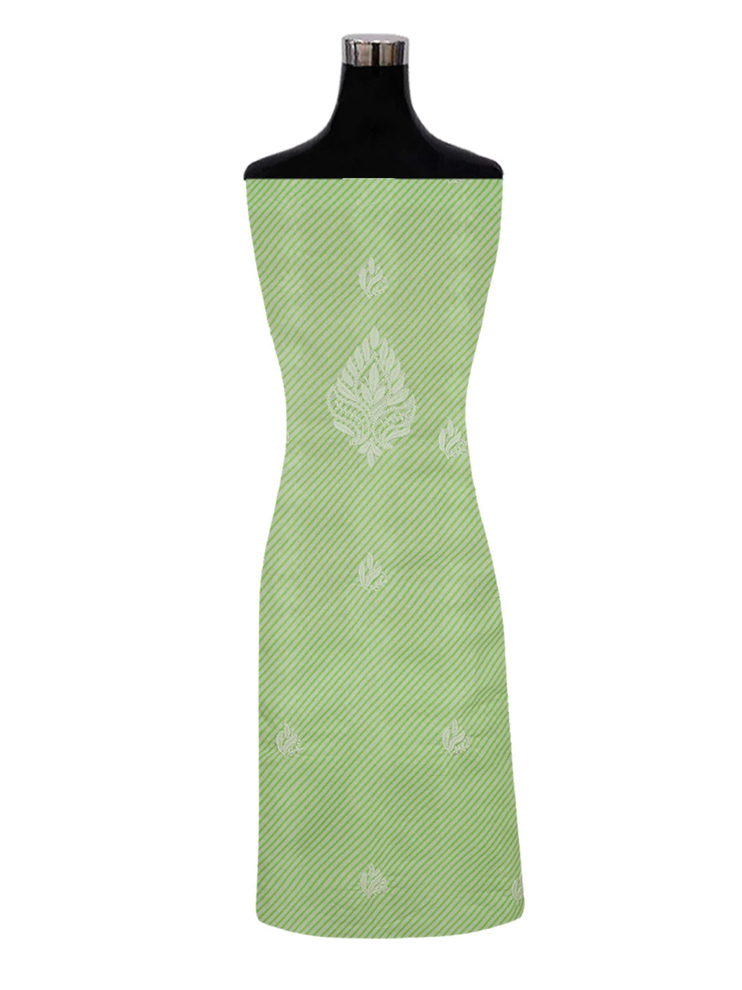 Ada Hand Embroidered Green Cotton Lucknowi Chikankari Unstitched Kurta Piece 01A514323